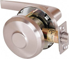Stanley - Grade 1 Communicating Lever Lockset - 2-3/4" Back Set, Key In Lever Cylinder, Brass Alloy, Satin Nickel Finish - Exact Tool & Supply
