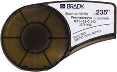 Brady - 0.235" Wide, White Heat Shrinkable Polyolefin Heat Shrink Tubing - For BMP21 Plus Portable Label Printer - Exact Tool & Supply