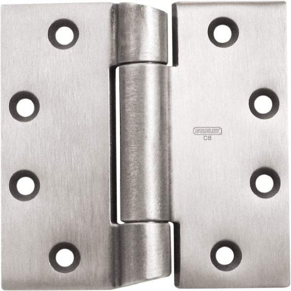 Stanley - 4-1/2" Long x 4-1/2" Wide 304 Stainless Steel Full Mortise Hinge - Prime Coat Gray Finish, 3 Knuckles, 8 Holes - Exact Tool & Supply