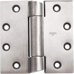 Stanley - 4-1/2" Long x 4-1/2" Wide 304 Stainless Steel Full Mortise Hinge - Prime Coat Gray Finish, 3 Knuckles, 8 Holes - Exact Tool & Supply