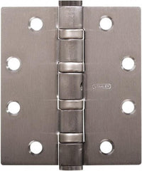 Stanley - 5" Long x 5" Wide Carbon Alloy Steel Full Mortise Hinge - Prime Coat Gray Finish, 5 Knuckles, 8 Holes - Exact Tool & Supply