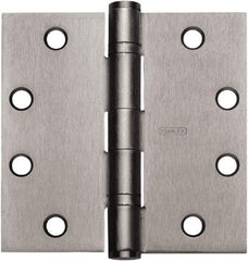 Stanley - 4" Long x 4" Wide 304 Stainless Steel Full Mortise Hinge - Satin Stainless Steel Finish, 5 Knuckles, 8 Holes - Exact Tool & Supply
