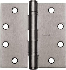 Stanley - 4-1/2" Long x 4" Wide 304 Stainless Steel Full Mortise Hinge - Satin Stainless Steel Finish, 5 Knuckles, 8 Holes - Exact Tool & Supply