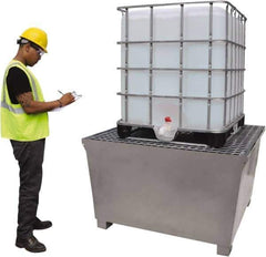 UltraTech - 370 Gal Sump Capacity, Galvanized Steel Spill Pallet - 57" Long x 57" Wide x 35" High, 5,650 Lb Capacity, 1 Totes, Includes Grate, Fork Liftable - Exact Tool & Supply