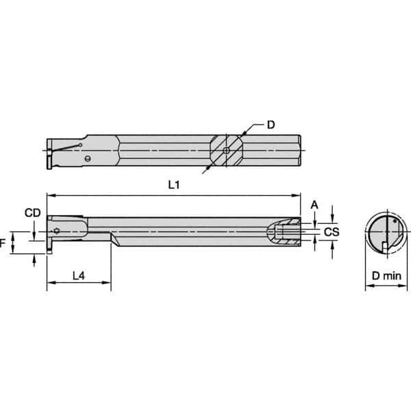 Kennametal - 20mm Min Bore Diam, 150mm OAL, 5/8" Shank Diam, A-EVE Indexable Boring Bar - 1-1/4" Max Bore Depth, EG0160M1FP02 Insert - Exact Tool & Supply