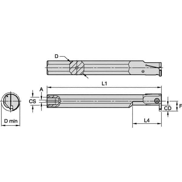 Kennametal - 20mm Min Bore Diam, 150mm OAL, 5/8" Shank Diam, A-EVE Indexable Boring Bar - 1-1/4" Max Bore Depth, EG0200M02P02 Insert - Exact Tool & Supply