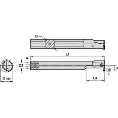 Kennametal - 20mm Min Bore Diam, 150mm OAL, 5/8" Shank Diam, A-EVE Indexable Boring Bar - 1-1/4" Max Bore Depth, EG0200M02P02 Insert - Exact Tool & Supply