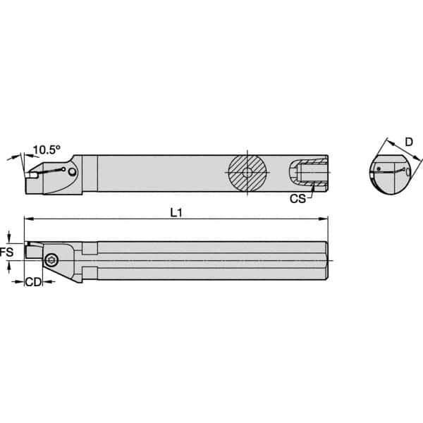 Kennametal - 26mm Min Bore Diam, 200mm OAL, 1" Shank Diam, A-EVS-A Indexable Boring Bar - 12mm Max Bore Depth, EG0200M02P02 Insert - Exact Tool & Supply