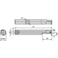 Kennametal - 20mm Min Bore Diam, 150mm OAL, 16mm Shank Diam, A-EVE Indexable Boring Bar - 32mm Max Bore Depth, EG0160M1FP02 Insert - Exact Tool & Supply