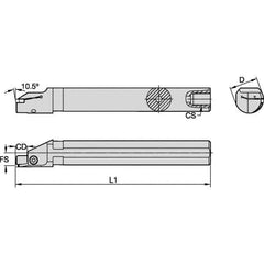 Kennametal - 30mm Min Bore Diam, 200mm OAL, 1" Shank Diam, A-EVS-A Indexable Boring Bar - 12mm Max Bore Depth, EG0300M03P02 Insert - Exact Tool & Supply