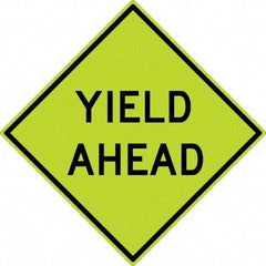 NMC - "Yield Ahead", 30" Wide x 30" High, Aluminum Stop & Yield Signs - 0.08" Thick, Black on Yellow, Diamond Grade Reflectivity, Diamond, Post Mount - Exact Tool & Supply