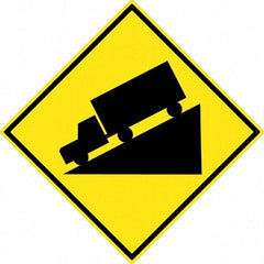 NMC - "Truck", 30" Wide x 30" High, Aluminum Traffic Control Signs - 0.08" Thick, Black on Yellow, High Intensity Reflectivity, Diamond, Post Mount - Exact Tool & Supply