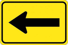 NMC - "Left Arrow", 30" Wide x 30" High, Aluminum Traffic Control Signs - 0.08" Thick, Black on Yellow, High Intensity Reflectivity, Diamond, Post Mount - Exact Tool & Supply