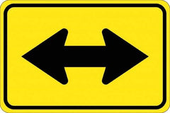 NMC - "Double Arrow", 30" Wide x 30" High, Aluminum Traffic Control Signs - 0.08" Thick, Black on Yellow, High Intensity Reflectivity, Diamond, Post Mount - Exact Tool & Supply