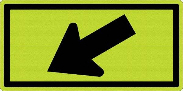 NMC - "Left Arrow", 24" Wide x 12" High, Aluminum Traffic Control Signs - 0.08" Thick, Black on Yellow, Diamond Grade Reflectivity, Rectangle, Post Mount - Exact Tool & Supply