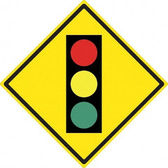 NMC - "Stop Light", 24" Wide x 24" High, Aluminum Traffic Control Signs - 0.08" Thick, Black, Red, Yellow, Green, High Intensity Reflectivity, Diamond, Post Mount - Exact Tool & Supply
