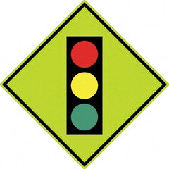 NMC - "Stop Light", 30" Wide x 30" High, Aluminum Traffic Control Signs - 0.08" Thick, Black, Red, Yellow, Green, Diamond Grade Reflectivity, Diamond, Post Mount - Exact Tool & Supply