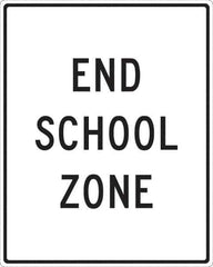NMC - "End School Zone", 24" Wide x 30" High, Aluminum Traffic Control Signs - 0.08" Thick, Black on White, High Intensity Reflectivity, Rectangle, Post Mount - Exact Tool & Supply