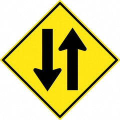 NMC - "Up and Down Arrow", 30" Wide x 30" High, Aluminum Traffic Control Signs - 0.08" Thick, Black on Yellow, High Intensity Reflectivity, Diamond, Post Mount - Exact Tool & Supply