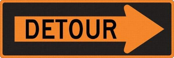 NMC - "Right Detour Inside", 30" Wide x 30" High, Aluminum Traffic Control Signs - 0.08" Thick, Black on Orange, High Intensity Reflectivity, Diamond, Post Mount - Exact Tool & Supply