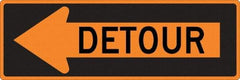 NMC - "Left Detour Inside", 30" Wide x 30" High, Aluminum Traffic Control Signs - 0.08" Thick, Black on Orange, High Intensity Reflectivity, Diamond, Post Mount - Exact Tool & Supply