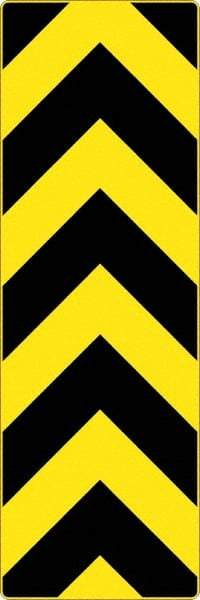 NMC - "Chevron", 12" Wide x 36" High, Aluminum Warning & Safety Reminder Signs - 0.08" Thick, Black on Yellow, High Intensity Reflectivity, Rectangle, Post Mount - Exact Tool & Supply