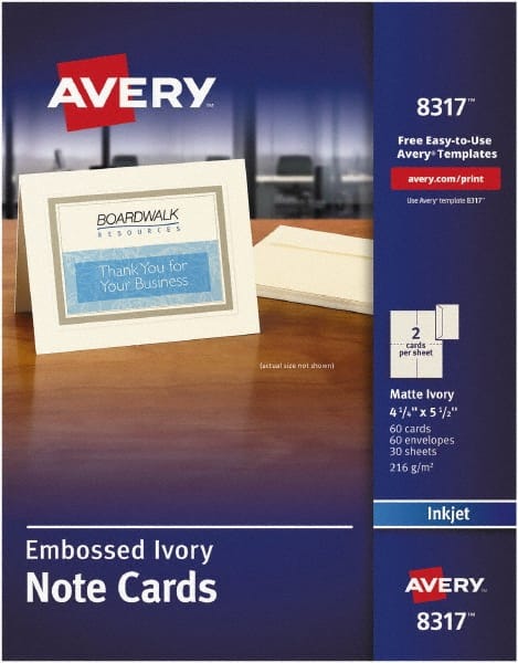 AVERY - 30 Sheet, 4-1/4 x 5-1/2", Greeting Cards - Exact Tool & Supply