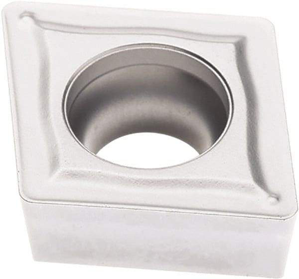 Seco - CCMT433 M3 Grade TK1501 Carbide Turning Insert - Ti(C/N)/Al2O3/Cr Finish, 80° Diamond, 1/2" Inscr Circle, 3/16" Thick, 3/64" Corner Radius - Exact Tool & Supply