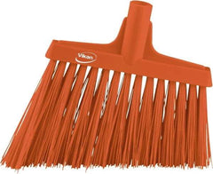 Vikan - 11-3/4" Wide, Orange Polyester Bristles, Angled Broom - Water Resistant - Exact Tool & Supply