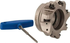 Iscar - 3.398" Cut Diam, 1-1/2" Arbor Hole, 0.138" Max Depth of Cut, 30° Indexable Chamfer & Angle Face Mill - 7 Inserts, H600 WXCU 08 Insert, Right Hand Cut, 7 Flutes, Through Coolant, Series Helido - Exact Tool & Supply