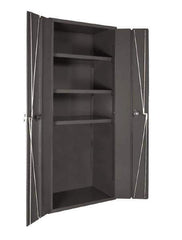 Durham - 3 Shelf Locking Storage Cabinet - Steel, 38" Wide x 26" Deep x 72" High, Gray - Exact Tool & Supply