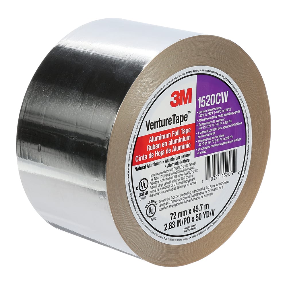 3M - Duct & Foil Tape; Tape Type: Foil Tape ; Width (Inch): 2.83 ; Width (mm): 72.00 ; Length Range: 72 yd. and Larger ; Material Type: Aluminum Foil ; Color/Pattern: Gray - Exact Tool & Supply