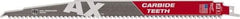 Milwaukee Tool - 12" Long x 1" Thick, Bi-Metal Reciprocating Saw Blade - Tapered Profile, 5 TPI, Toothed Edge, Universal Shank - Exact Tool & Supply