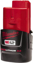 Milwaukee Tool - 12 Volt Lithium-Ion Power Tool Battery - 3 Ahr Capacity, Series M12 REDLITHIUM - Exact Tool & Supply