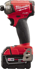Milwaukee Tool - 18 Volt, 1/4" Drive, 450 In/Lb Torque, Cordless Impact Driver - 3000 RPM, 2 Lithium-Ion Batteries Included - Exact Tool & Supply