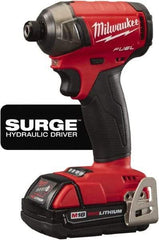 Milwaukee Tool - 18 Volt, 1/4" Drive, 450 In/Lb Torque, Cordless Impact Driver - 3000 RPM, 2 Lithium-Ion Batteries Included - Exact Tool & Supply