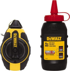 DeWALT - 100' Long Reel & Chalk Set - Yellow & Black, Includes 4 oz Red Chalk - Exact Tool & Supply