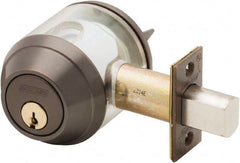 Schlage - 1-3/8 to 2-1/4" Door Thickness, Oil Rubbed Bronze Finish, Key Operated Deadbolt - Exact Tool & Supply