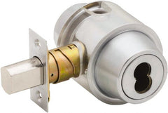 Schlage - 1-3/8 to 2-1/4" Door Thickness, Satin Chrome Finish, Key Operated Deadbolt - Exact Tool & Supply