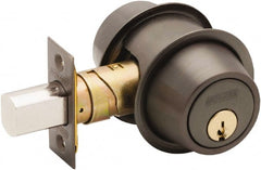 Schlage - 1-3/8 to 2-1/4" Door Thickness, Oil Rubbed Bronze Finish, Key Operated Deadbolt - Exact Tool & Supply
