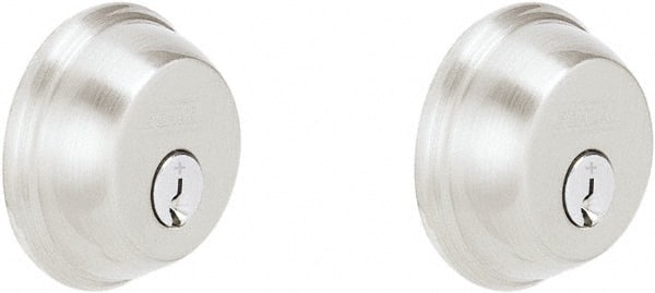 Schlage - 1-3/8 to 2-1/4" Door Thickness, Satin Chrome Finish, Key Operated Deadbolt - Exact Tool & Supply