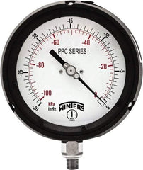 Winters - 4-1/2" Dial, 1/4 Thread, 30" HG Vac Scale Range, Pressure Gauge - Bottom Connection Mount, Accurate to ±0.5% of Scale - Exact Tool & Supply