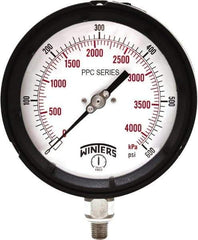 Winters - 4-1/2" Dial, 1/4 Thread, 0-600 Scale Range, Pressure Gauge - Bottom Connection Mount, Accurate to ±0.5% of Scale - Exact Tool & Supply
