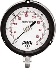 Winters - 4-1/2" Dial, 1/4 Thread, 0-60 Scale Range, Pressure Gauge - Bottom Connection Mount, Accurate to ±0.5% of Scale - Exact Tool & Supply