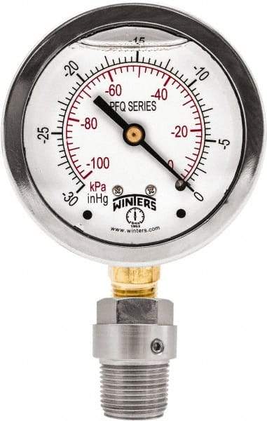 Winters - 2-1/2" Dial, 1/4 Thread, 0-200 Scale Range, Pressure Gauge - Bottom Connection Mount, Accurate to 1.5% of Scale - Exact Tool & Supply