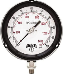Winters - 4-1/2" Dial, 1/4 Thread, 0-200 Scale Range, Pressure Gauge - Bottom Connection Mount, Accurate to ±0.5% of Scale - Exact Tool & Supply