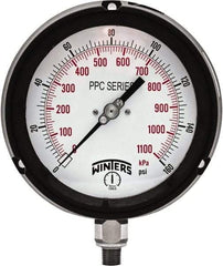 Winters - 4-1/2" Dial, 1/4 Thread, 0-160 Scale Range, Pressure Gauge - Bottom Connection Mount, Accurate to ±0.5% of Scale - Exact Tool & Supply