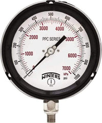 Winters - 4-1/2" Dial, 1/4 Thread, 0-1,000 Scale Range, Pressure Gauge - Bottom Connection Mount, Accurate to ±0.5% of Scale - Exact Tool & Supply