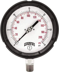 Winters - 4-1/2" Dial, 1/4 Thread, 0-30 Scale Range, Pressure Gauge - Bottom Connection Mount, Accurate to ±0.5% of Scale - Exact Tool & Supply