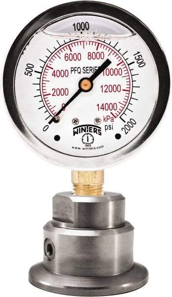 Winters - 2-1/2" Dial, 1/4 Thread, 0-200 Scale Range, Pressure Gauge - Bottom Connection Mount, Accurate to 1.5% of Scale - Exact Tool & Supply